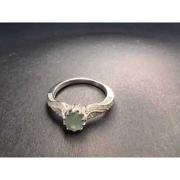 NEW grandidierite and zircon crown ring in rhodium over sterling silver size 8